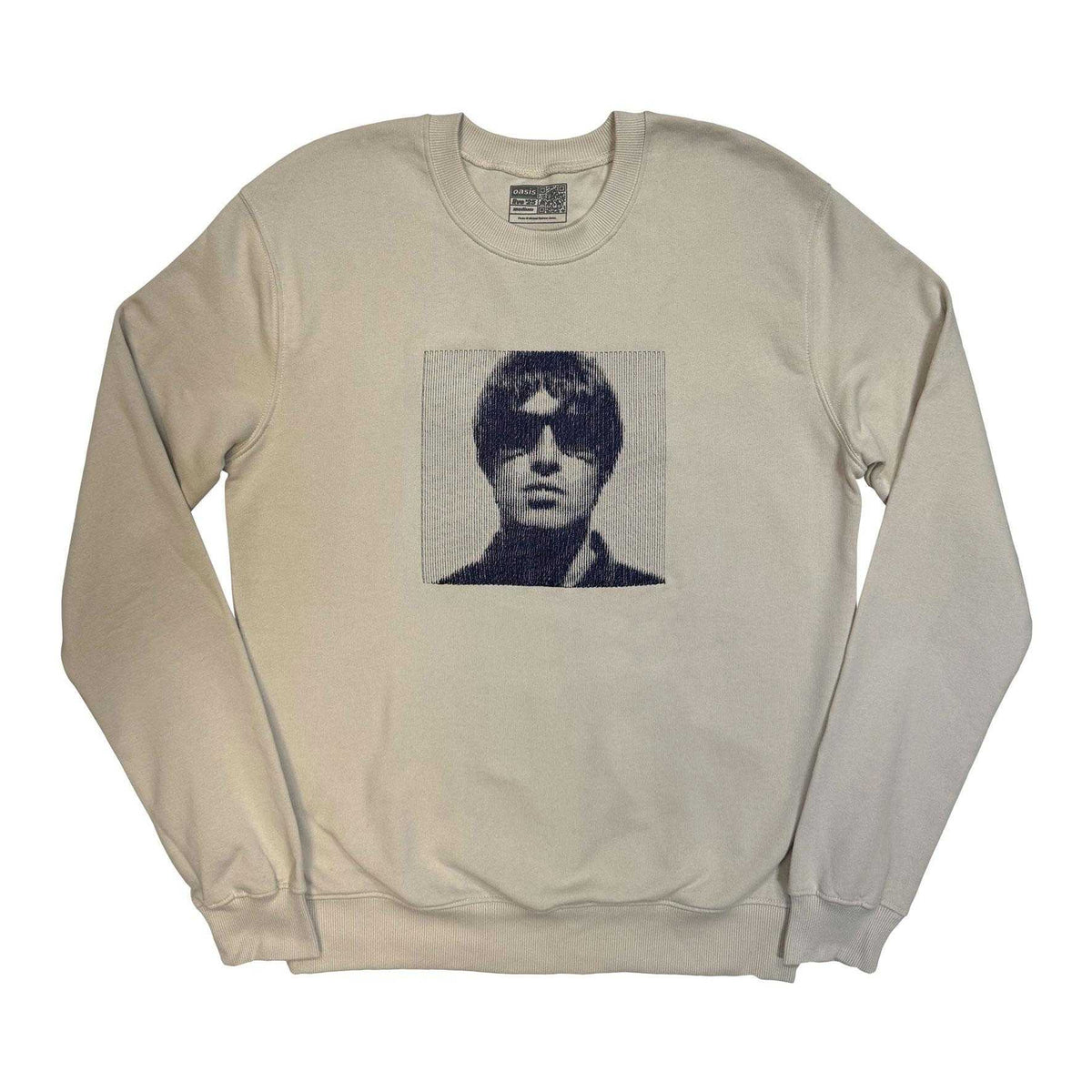 Cream - Front - Oasis Unisex Adult Liam Portrait Embroidered Sweatshirt