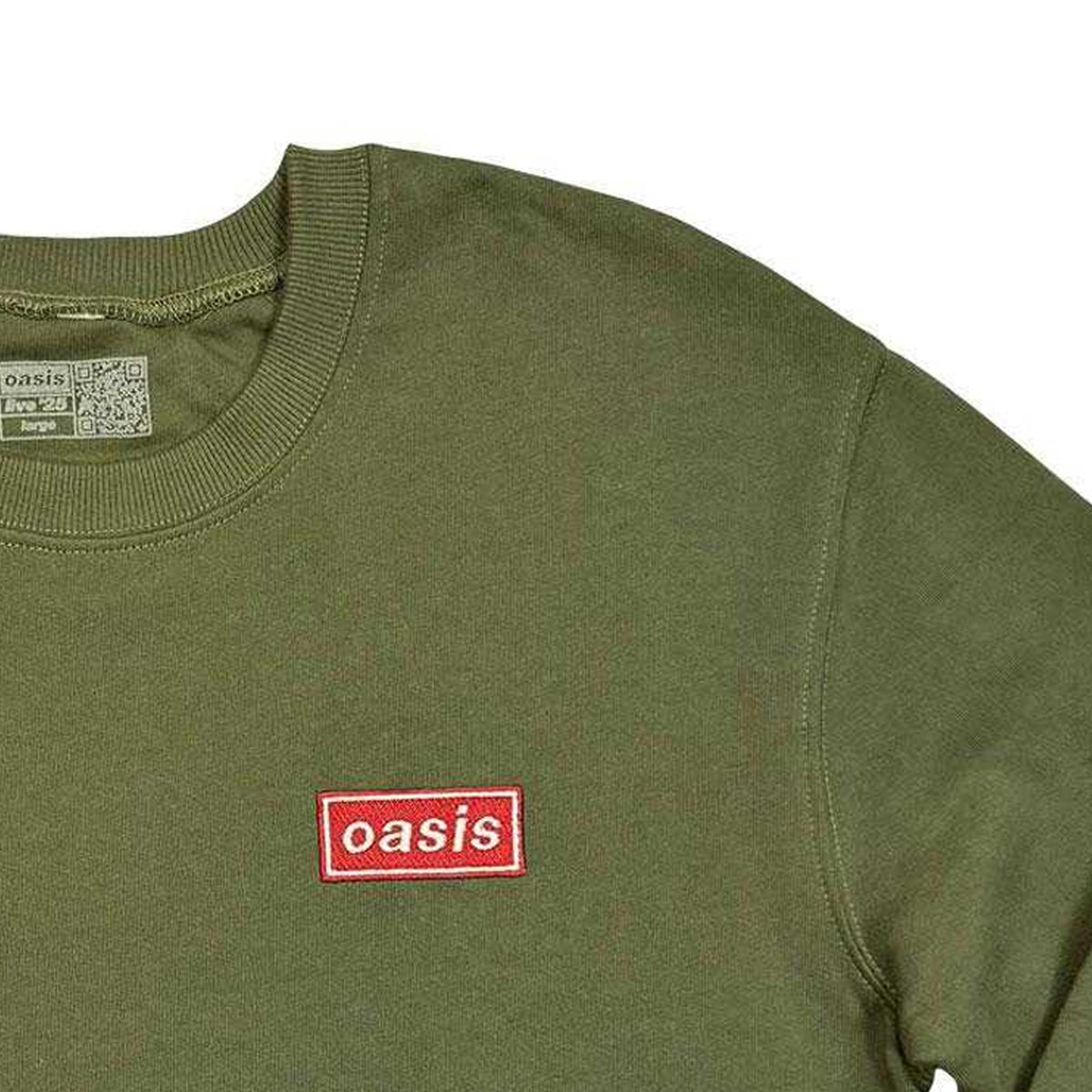 Khaki Green-Red - Side - Oasis Unisex Adult Logo Sweatshirt
