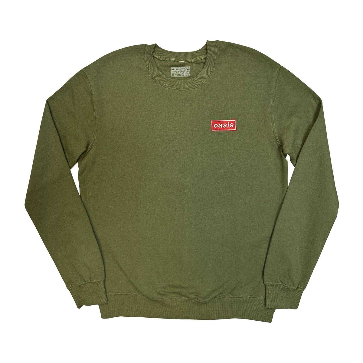 Khaki Green-Red - Front - Oasis Unisex Adult Logo Sweatshirt