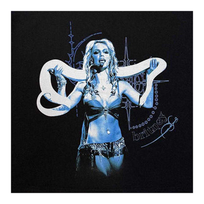 Black - Side - Britney Spears Womens-Ladies Snake Crop Top