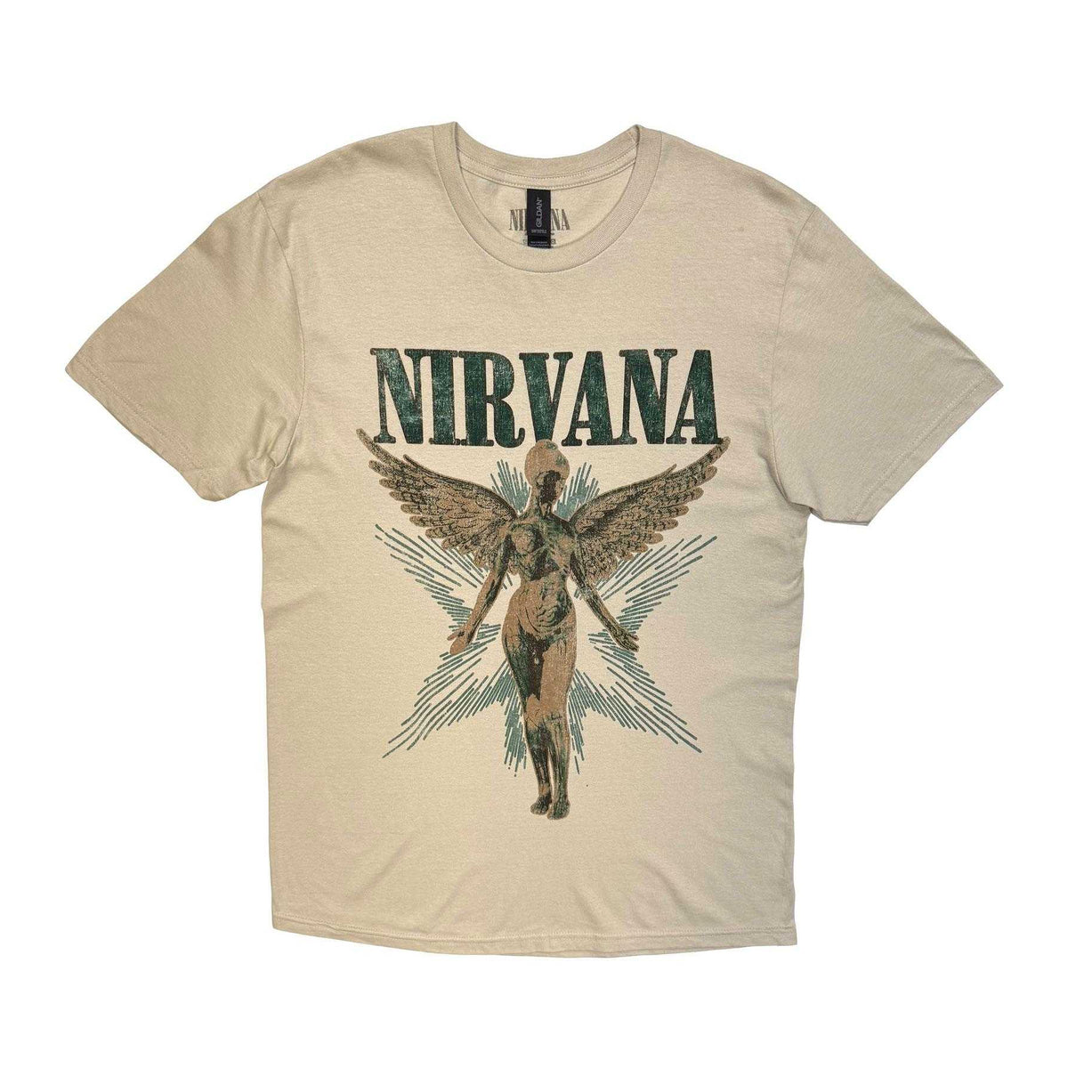 Sand - Front - Nirvana Unisex Adult In Utero Angel Vintage T-Shirt
