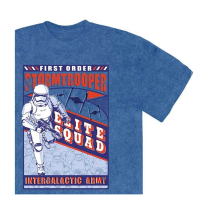 Denim Blue - Side - Star Wars Unisex Adult First Order Elite Squad Stone Wash T-Shirt
