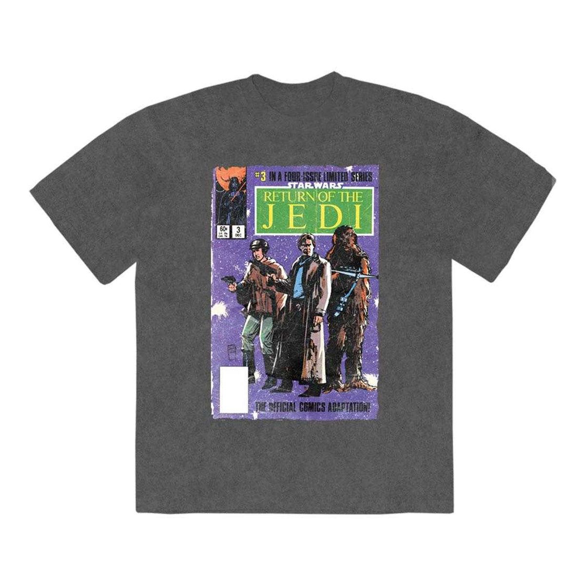 Charcoal Grey - Front - Star Wars: Return Of The Jedi Unisex Adult Comic Stone Wash T-Shirt