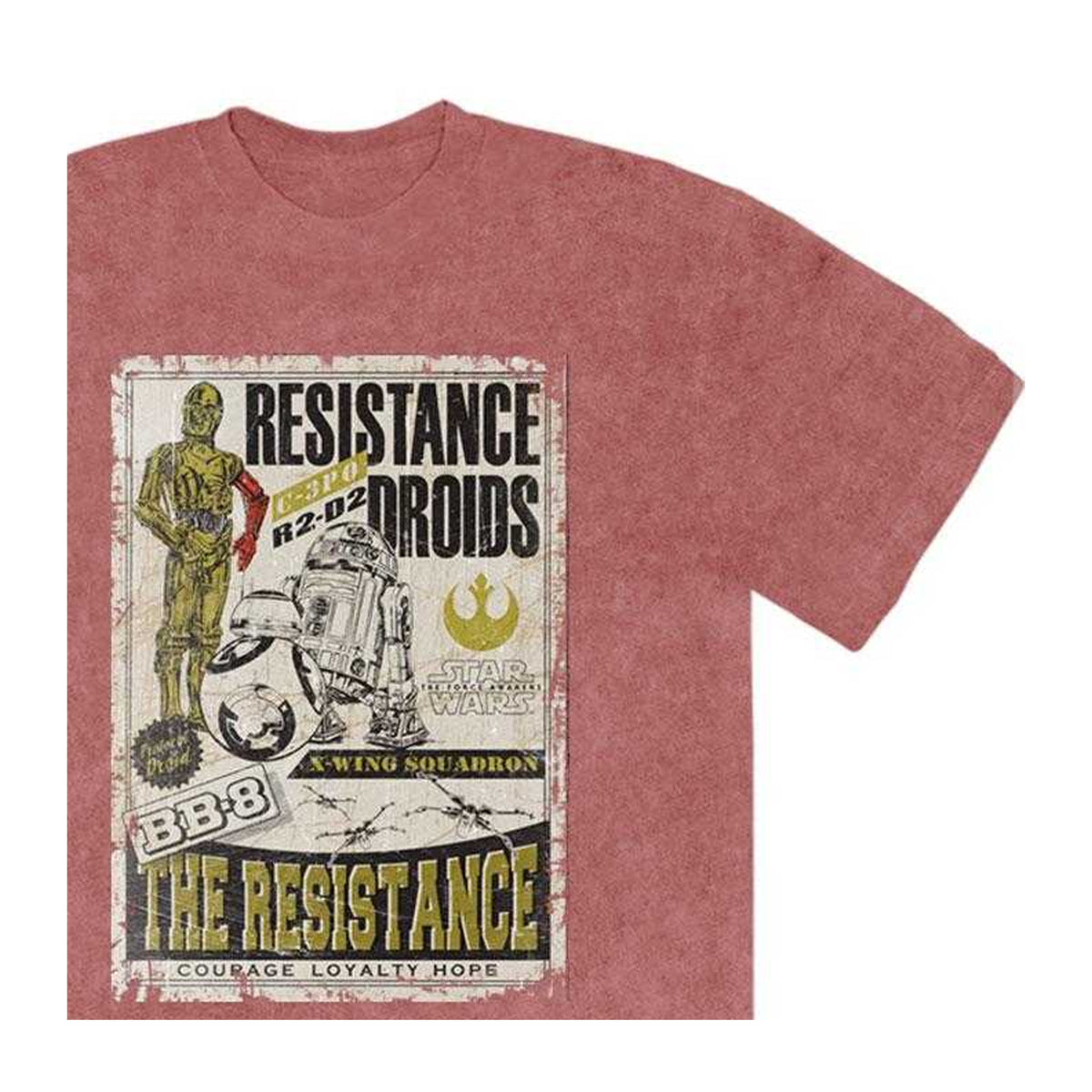 Kashmir Red - Side - Star Wars Unisex Adult Resistance Droids Stone Wash T-Shirt