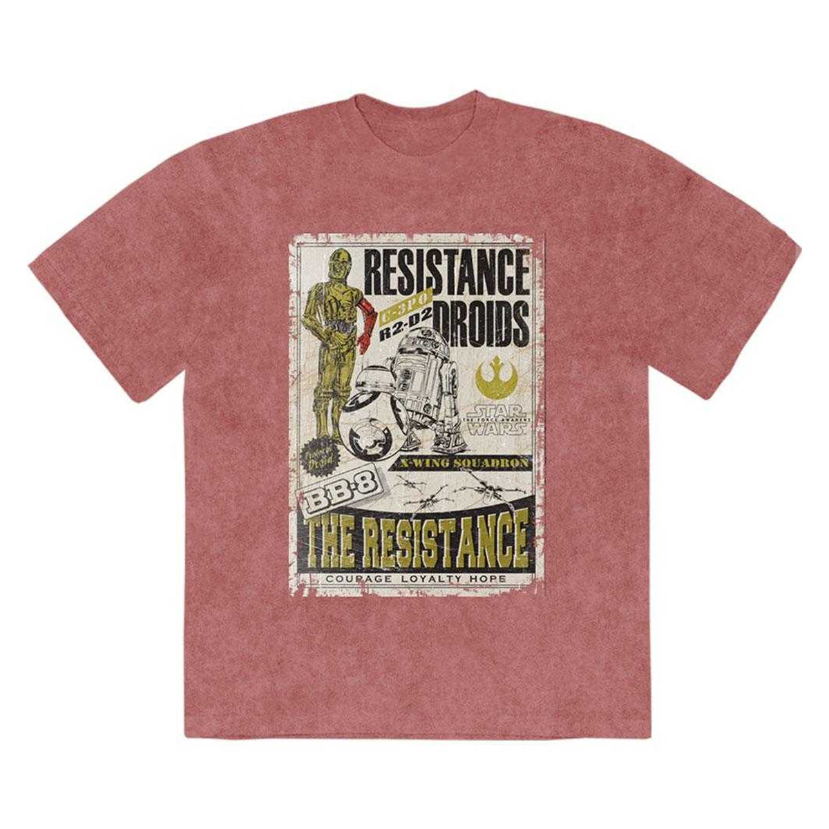 Kashmir Red - Front - Star Wars Unisex Adult Resistance Droids Stone Wash T-Shirt