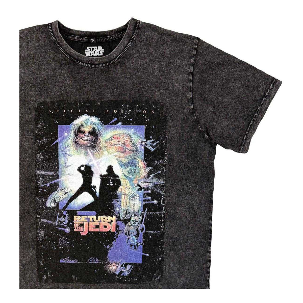 Black - Side - Star Wars: Return Of The Jedi Unisex Adult Silhouette Stone Wash T-Shirt