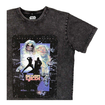 Black - Side - Star Wars: Return Of The Jedi Unisex Adult Silhouette Stone Wash T-Shirt
