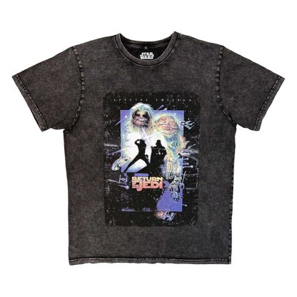 Black - Front - Star Wars: Return Of The Jedi Unisex Adult Silhouette Stone Wash T-Shirt