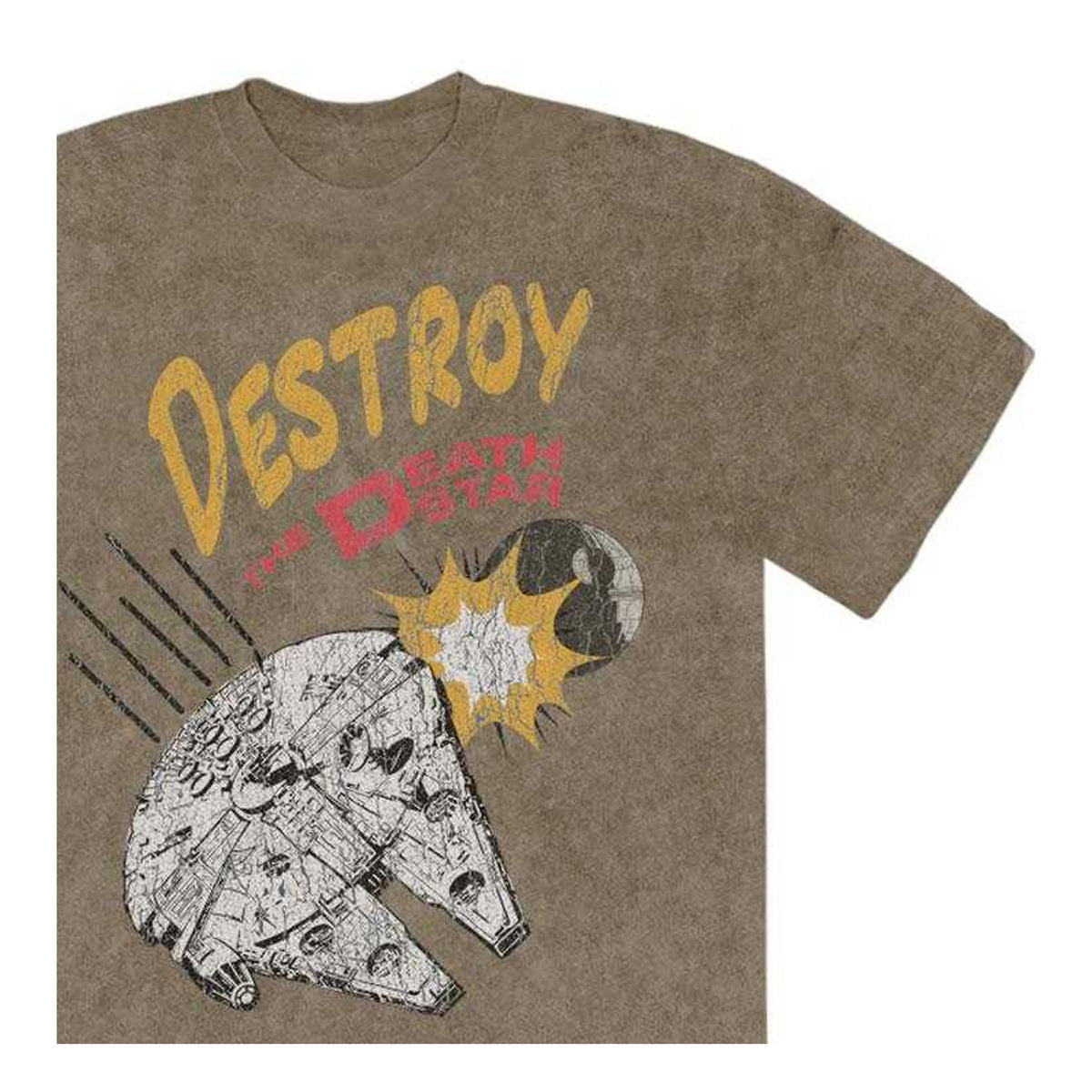 Green - Side - Star Wars Unisex Adult Destroy Death Star Stone Wash T-Shirt
