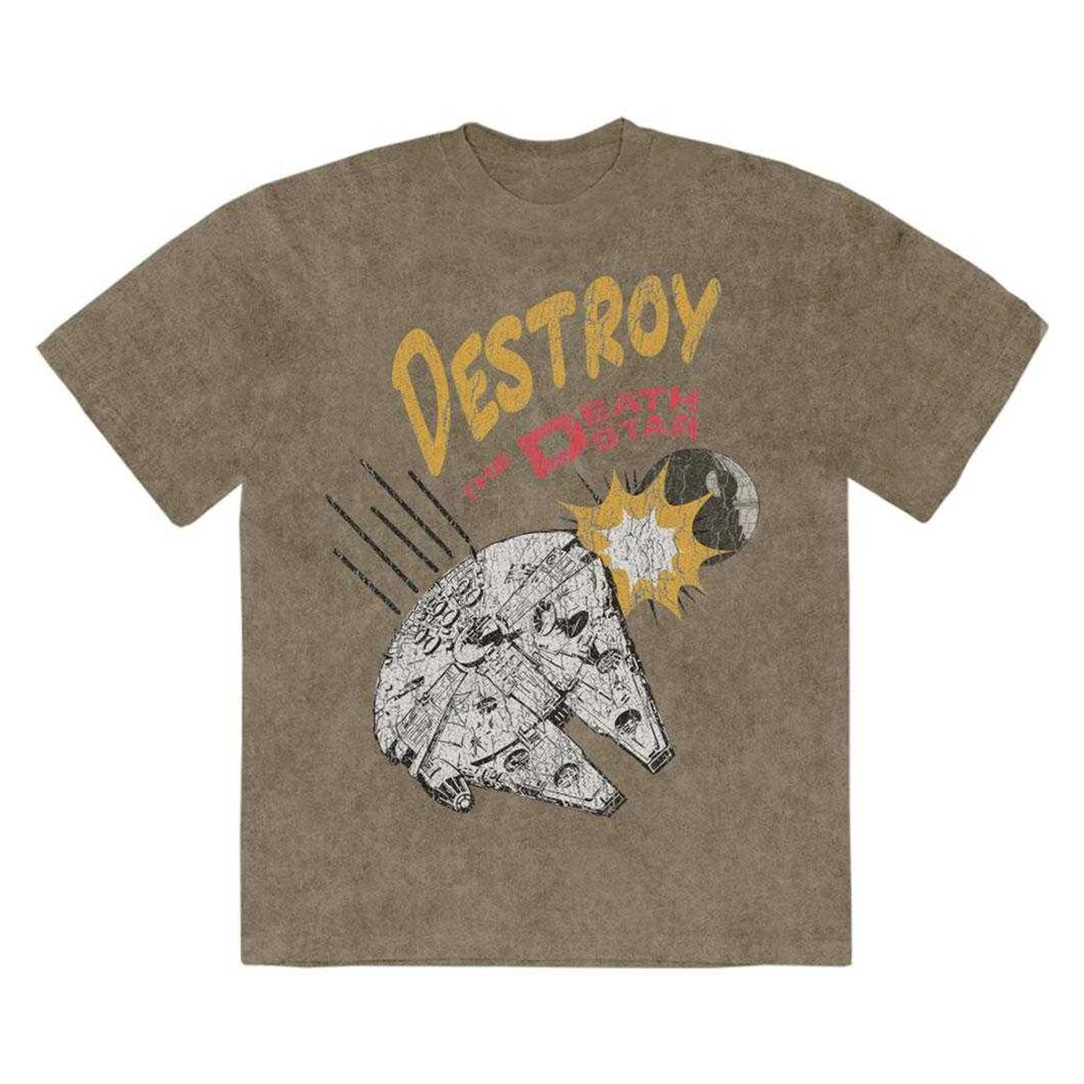 Green - Front - Star Wars Unisex Adult Destroy Death Star Stone Wash T-Shirt
