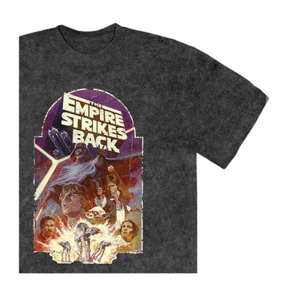 Black - Side - Star Wars: The Empire Strikes Back Unisex Adult Explosion Stone Wash T-Shirt