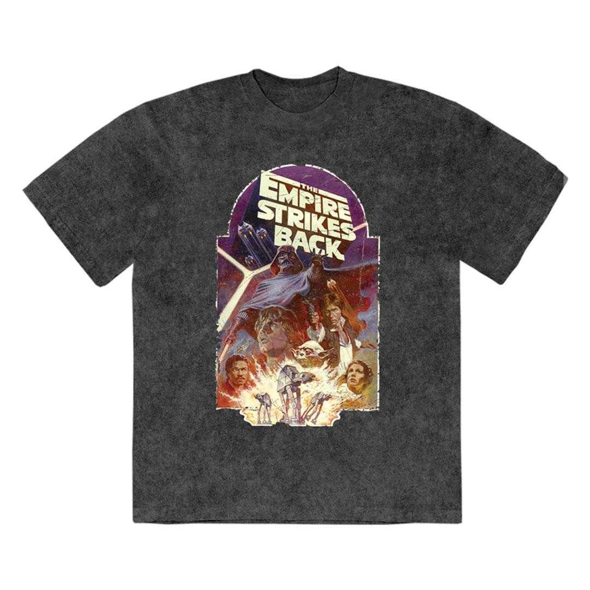 Black - Front - Star Wars: The Empire Strikes Back Unisex Adult Explosion Stone Wash T-Shirt