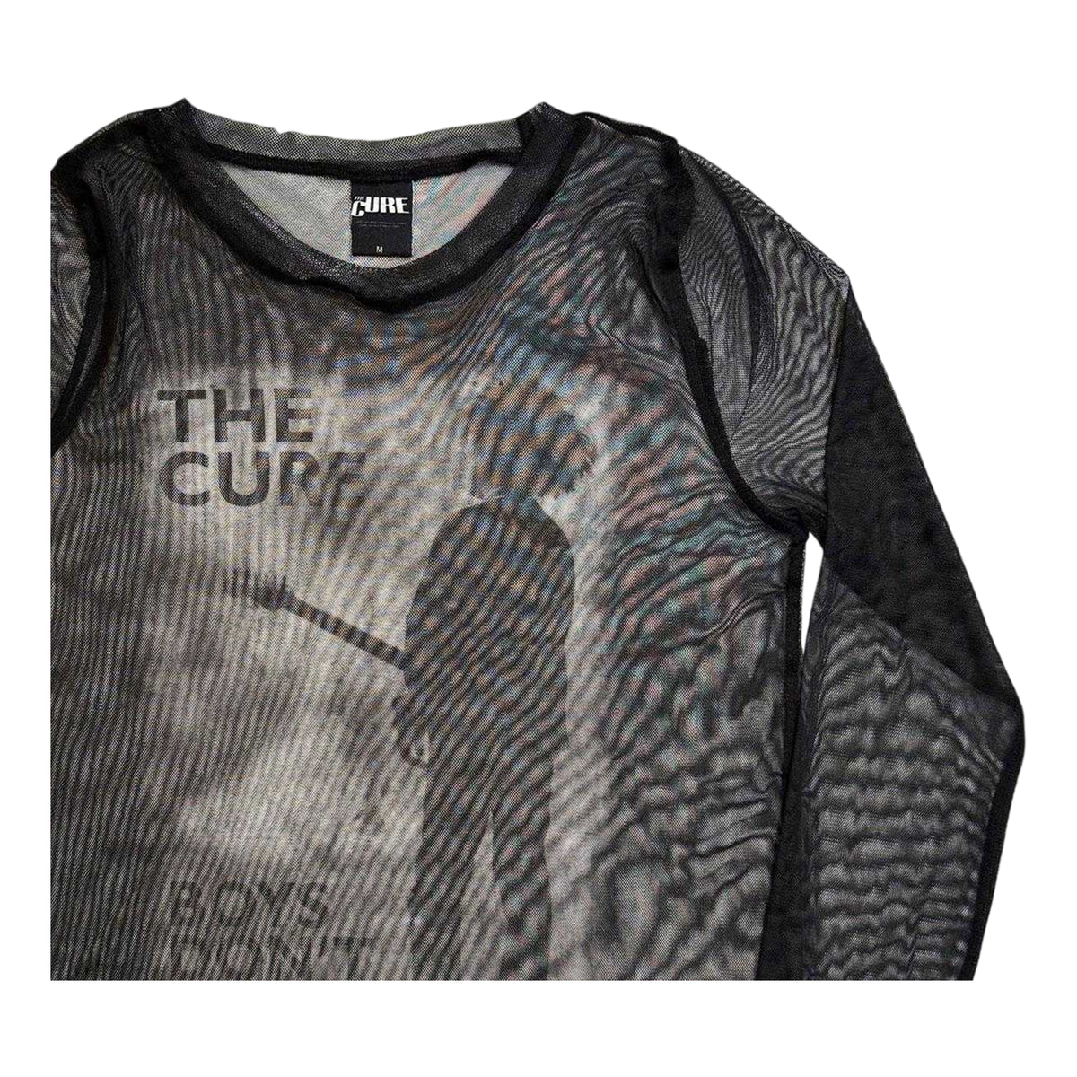 Black - Back - The Cure Womens-Ladies Boys Don´t Cry Mesh Long-Sleeved Crop Top