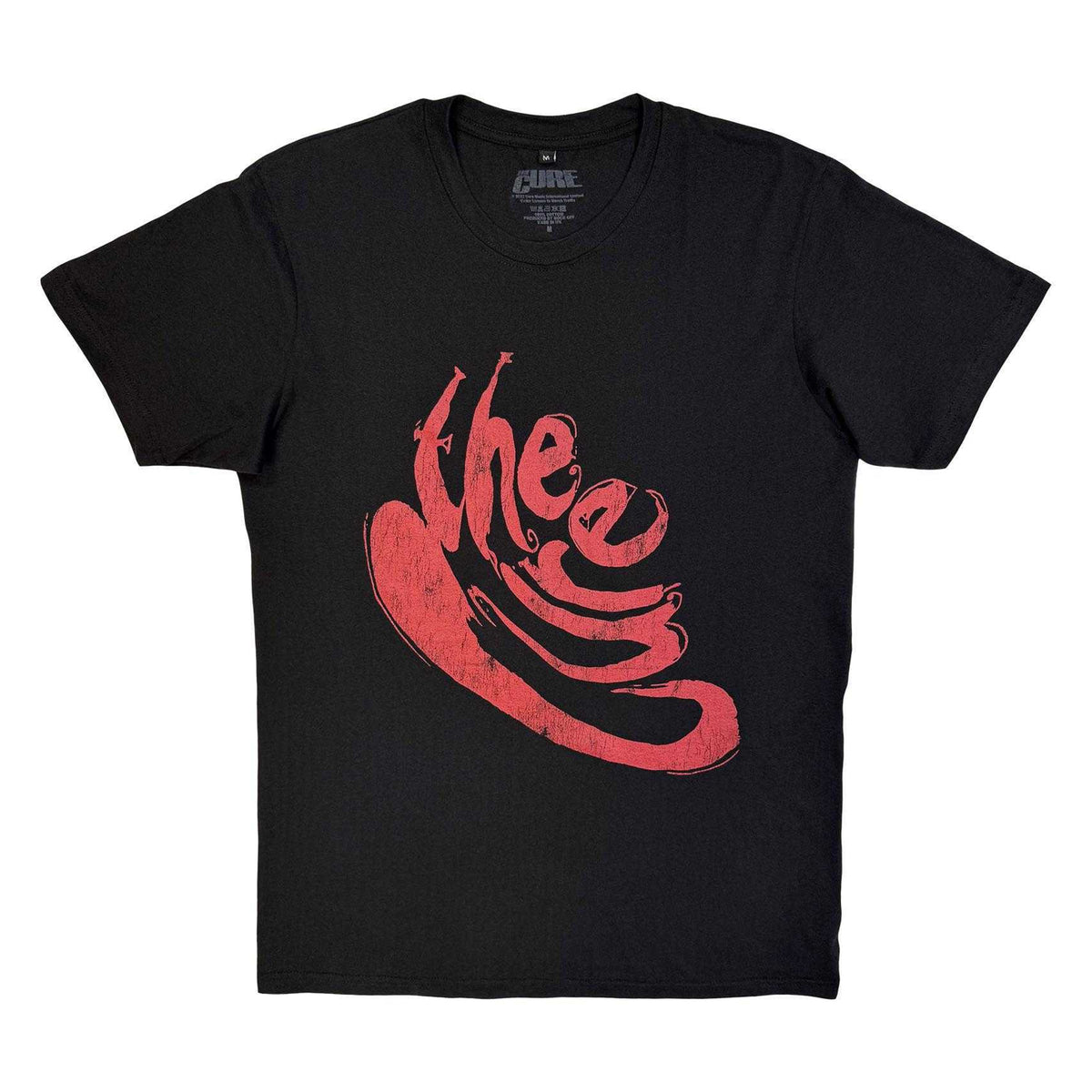 Black - Front - The Cure Unisex Adult Swirl Logo T-Shirt