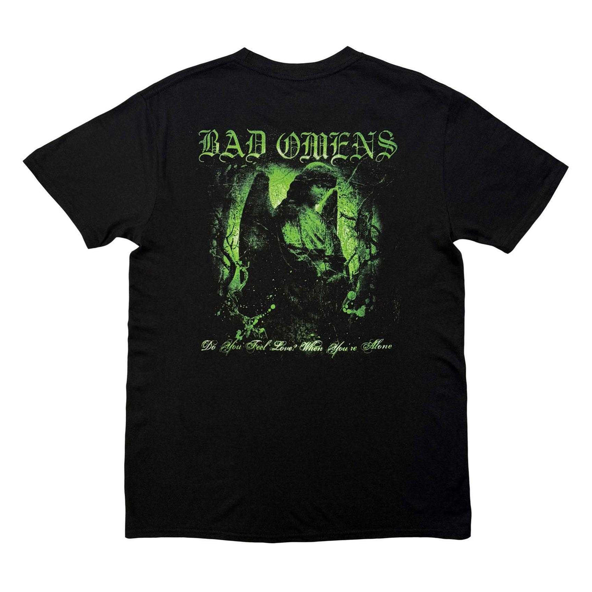 Black-Green - Back - Bad Omens Unisex Adult Angel Back Print T-Shirt