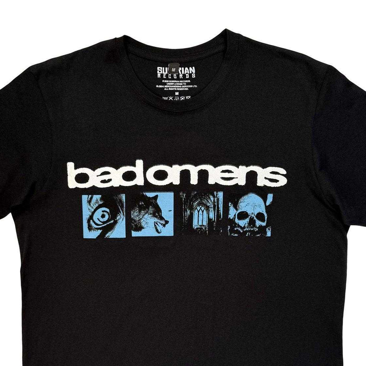Black - Side - Bad Omens Unisex Adult Specter Collage Carbon Back Print T-Shirt