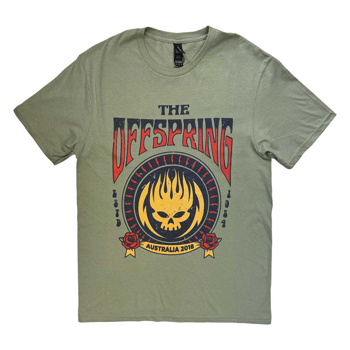Green - Front - The Offspring Unisex Adult Australia 2018 T-Shirt