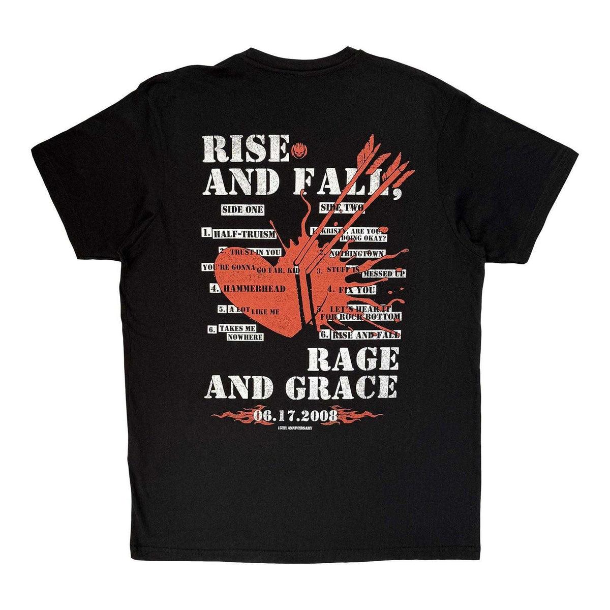 Black - Back - The Offspring Unisex Adult Rise And Fall Back Print Carbon T-Shirt