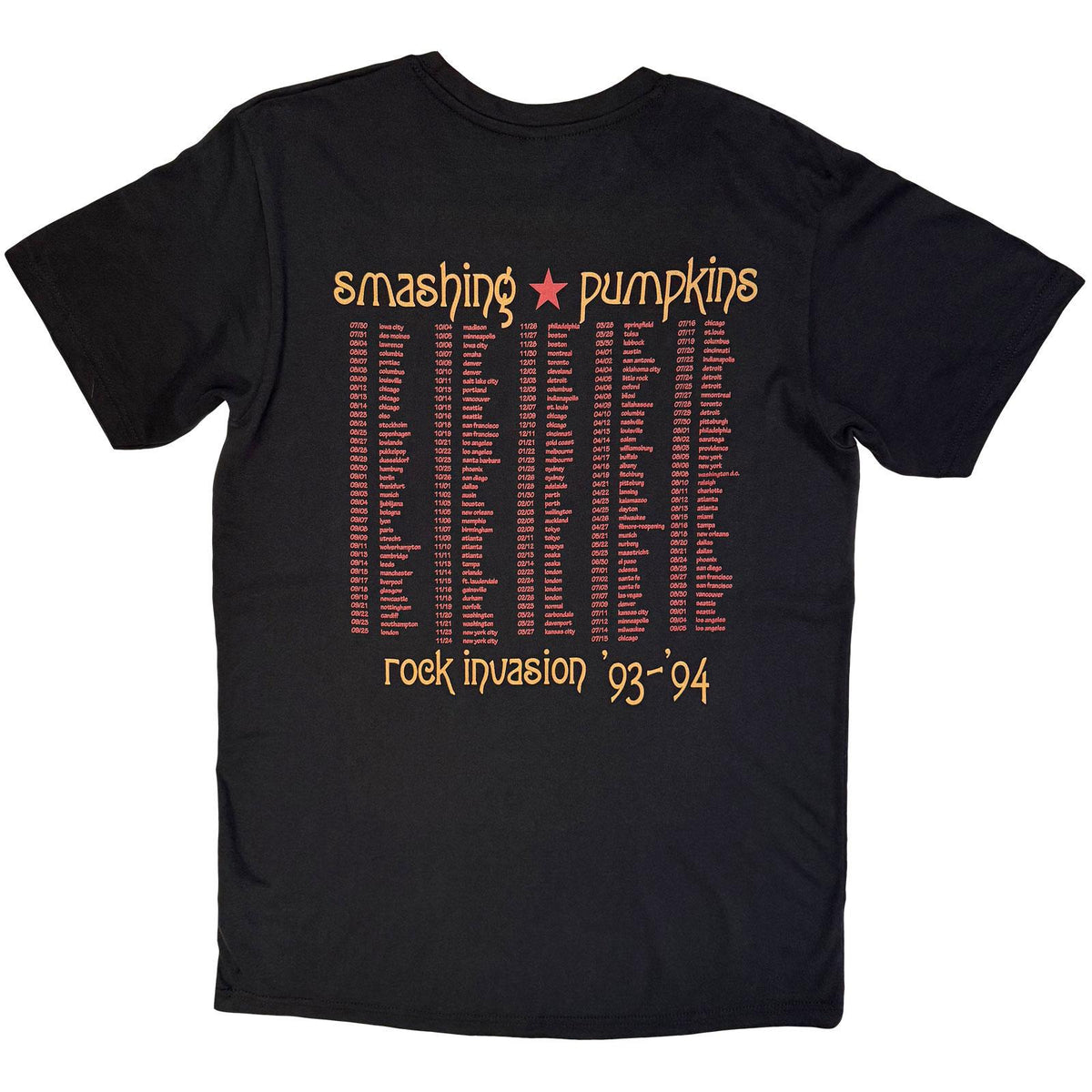 Black - Back - The Smashing Pumpkins Unisex Adult Rock Invasion Back Print Carbon T-Shirt
