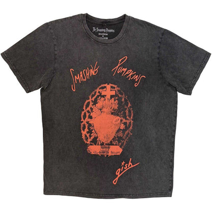 Charcoal Grey - Front - The Smashing Pumpkins Unisex Adult Sacred Heart Stone Wash T-Shirt