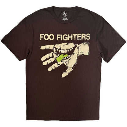 Brown - Front - Foo Fighters Unisex Adult Hand Teeth T-Shirt