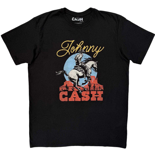 Black - Front - Johnny Cash Unisex Adult Cowboy T-Shirt