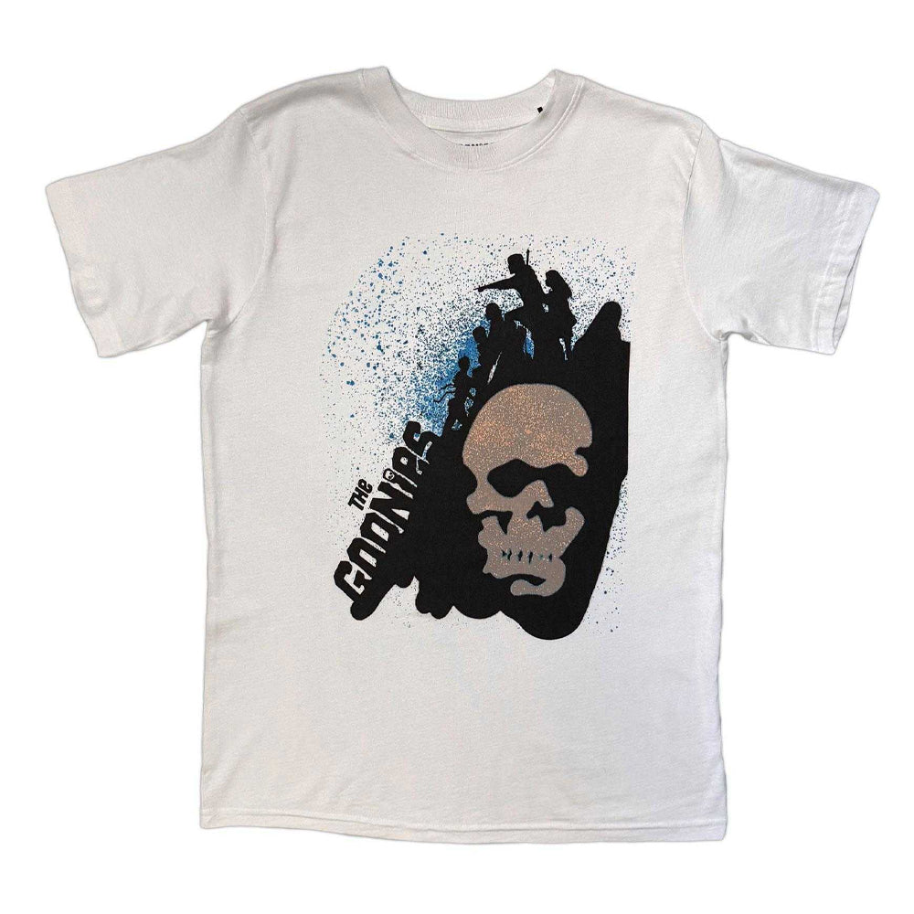 White - Front - The Goonies Unisex Adult Skull Spray T-Shirt