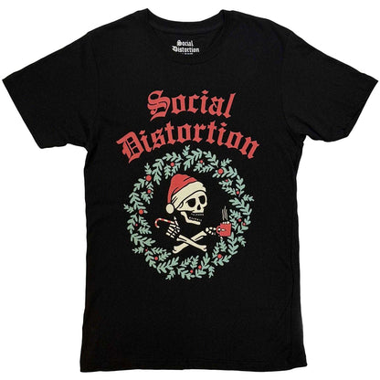 Black - Front - Social Distortion Unisex Adult Wreath T-Shirt