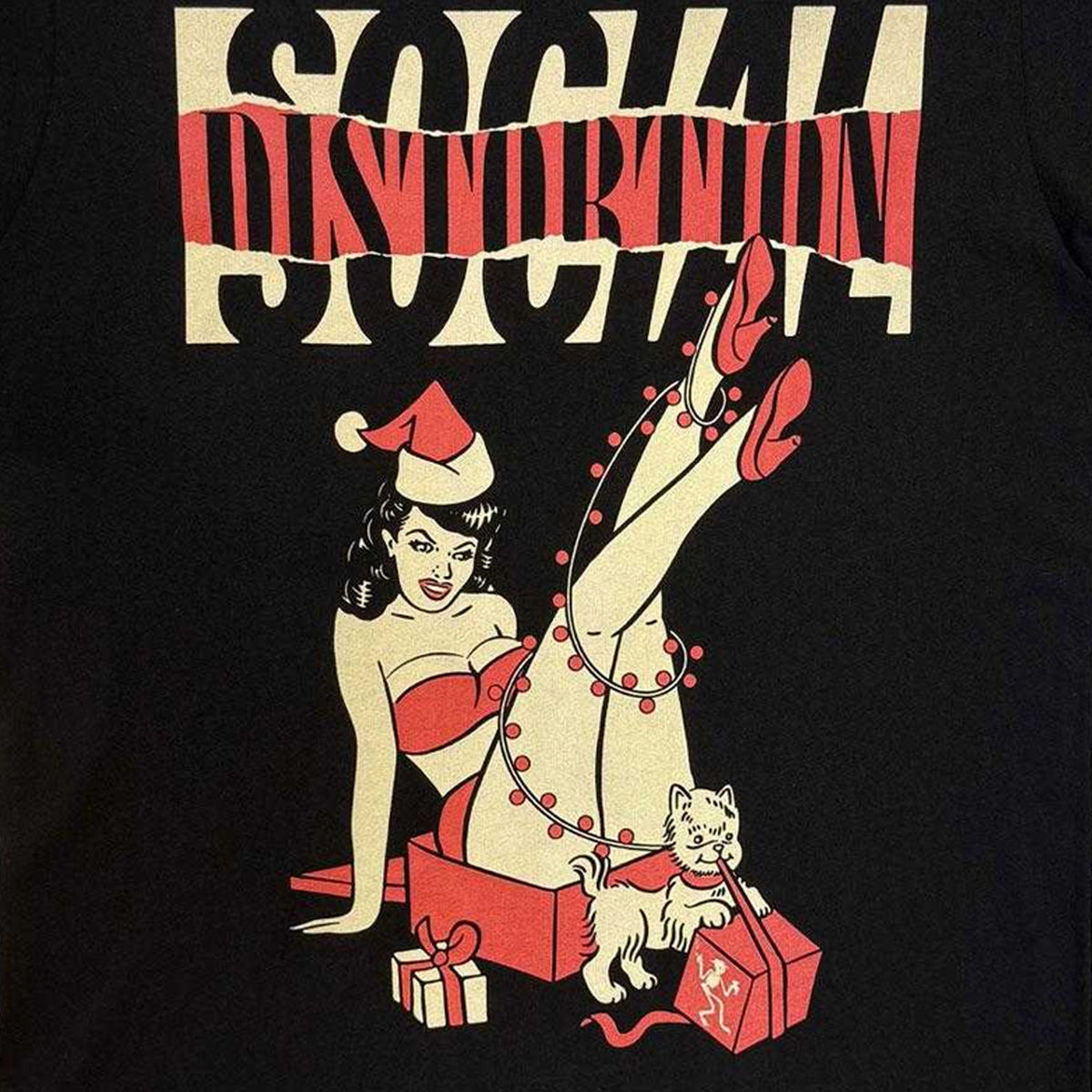 Black - Side - Social Distortion Unisex Adult Holiday Pin Up T-Shirt