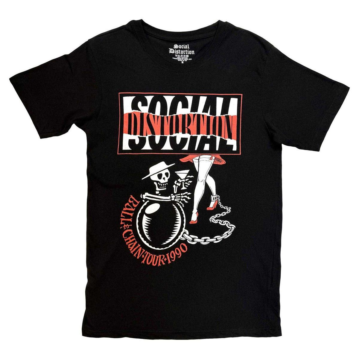 Black - Front - Social Distortion Unisex Adult Ball And Chain T-Shirt