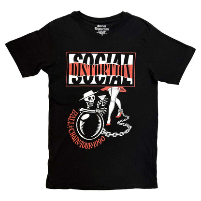 Black - Front - Social Distortion Unisex Adult Ball And Chain T-Shirt
