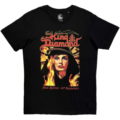 Black - Front - King Diamond Unisex Adult Fatal Portrait Back Print T-Shirt