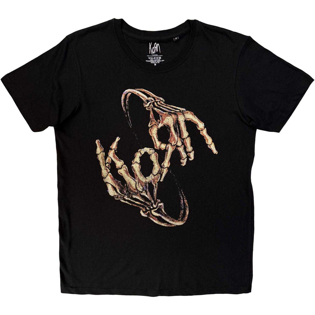 Black - Front - Korn Unisex Adult Skeleton Hand T-Shirt
