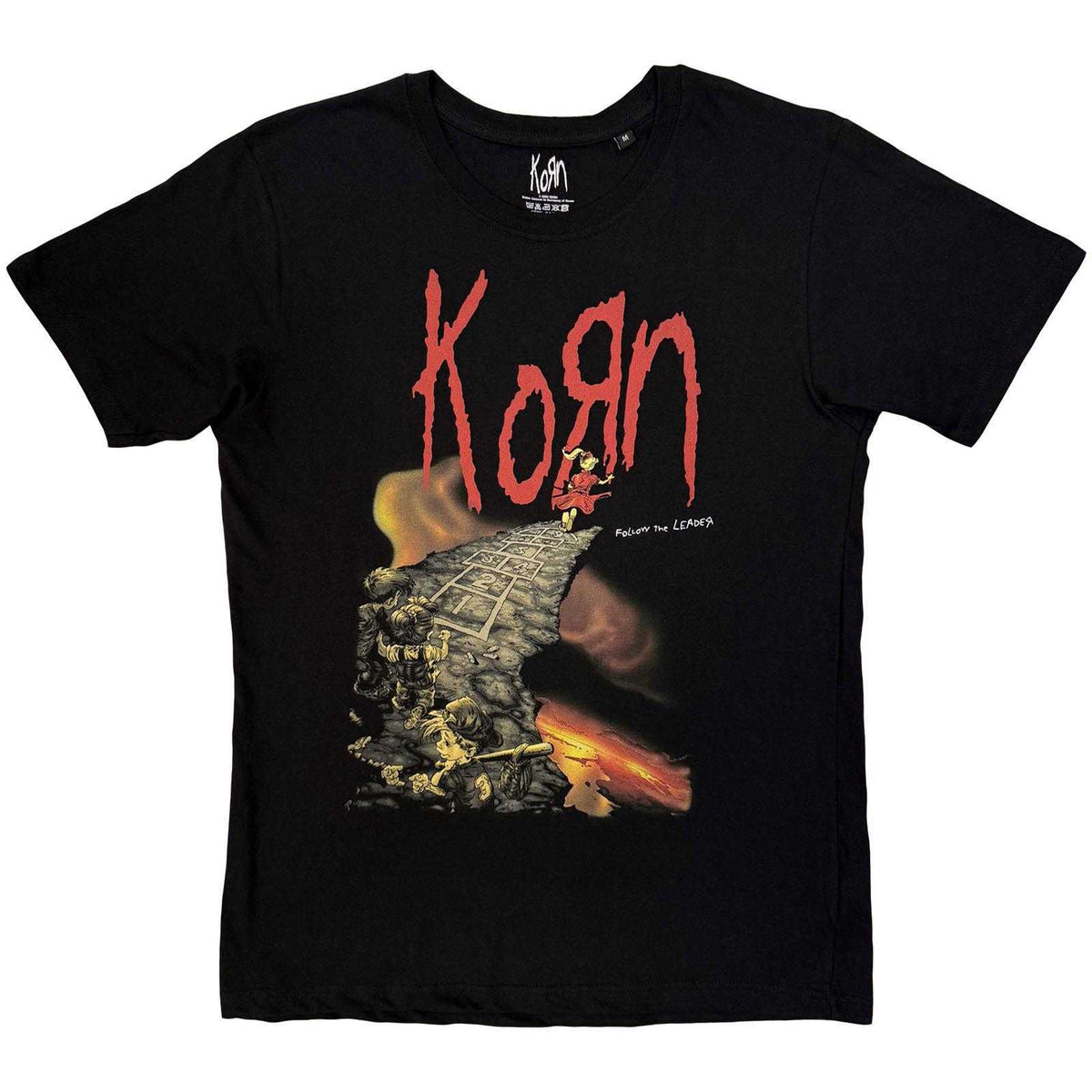 Black - Front - Korn Unisex Adult Follow The Leader Clifftop T-Shirt