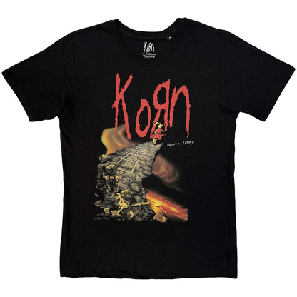 Black - Front - Korn Unisex Adult Follow The Leader Clifftop T-Shirt