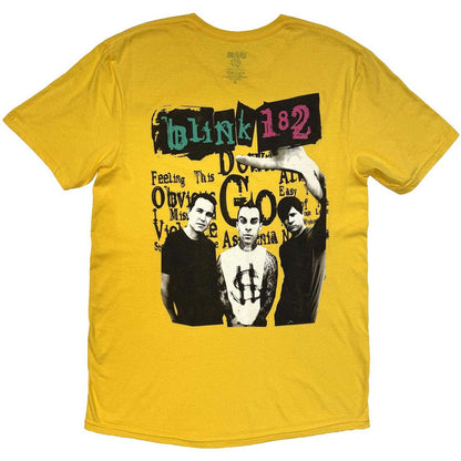 Yellow - Back - Blink 182 Unisex Adult Collage Back Print T-Shirt
