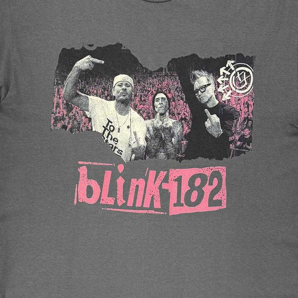 Charcoal Grey - Side - Blink 182 Unisex Adult Band Logo T-Shirt
