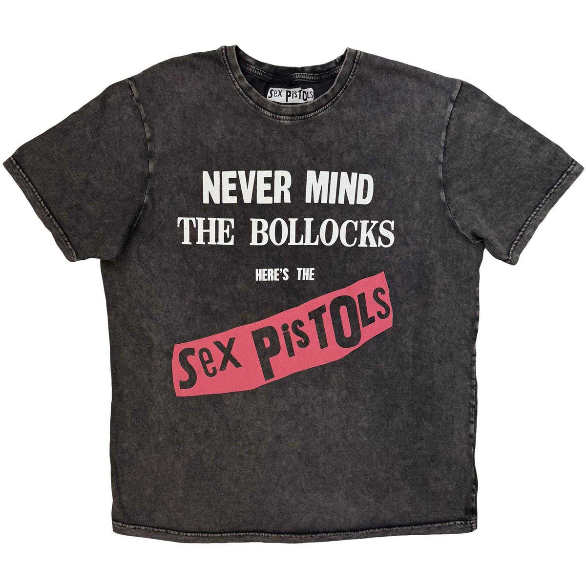 Charcoal Grey - Front - Sex Pistols Unisex Adult Never Mind The Bollocks Album Stone Wash T-Shirt
