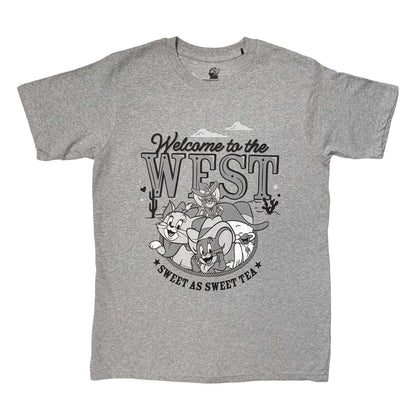 Grey - Front - Tom & Jerry Unisex Adult Welcome To The West T-Shirt