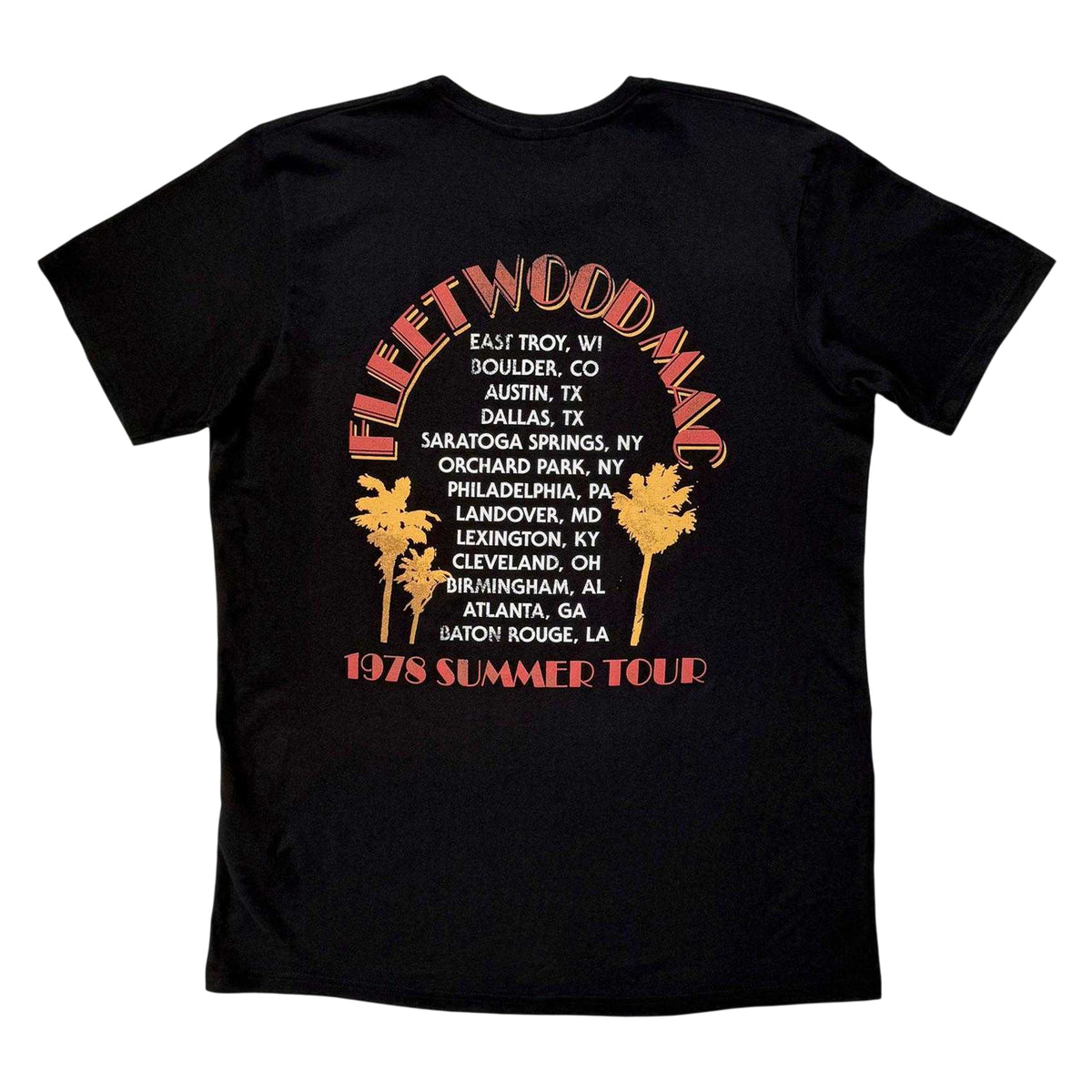 Black - Back - Fleetwood Mac Unisex Adult 1978 Summer Tour Back Print Carbon T-Shirt
