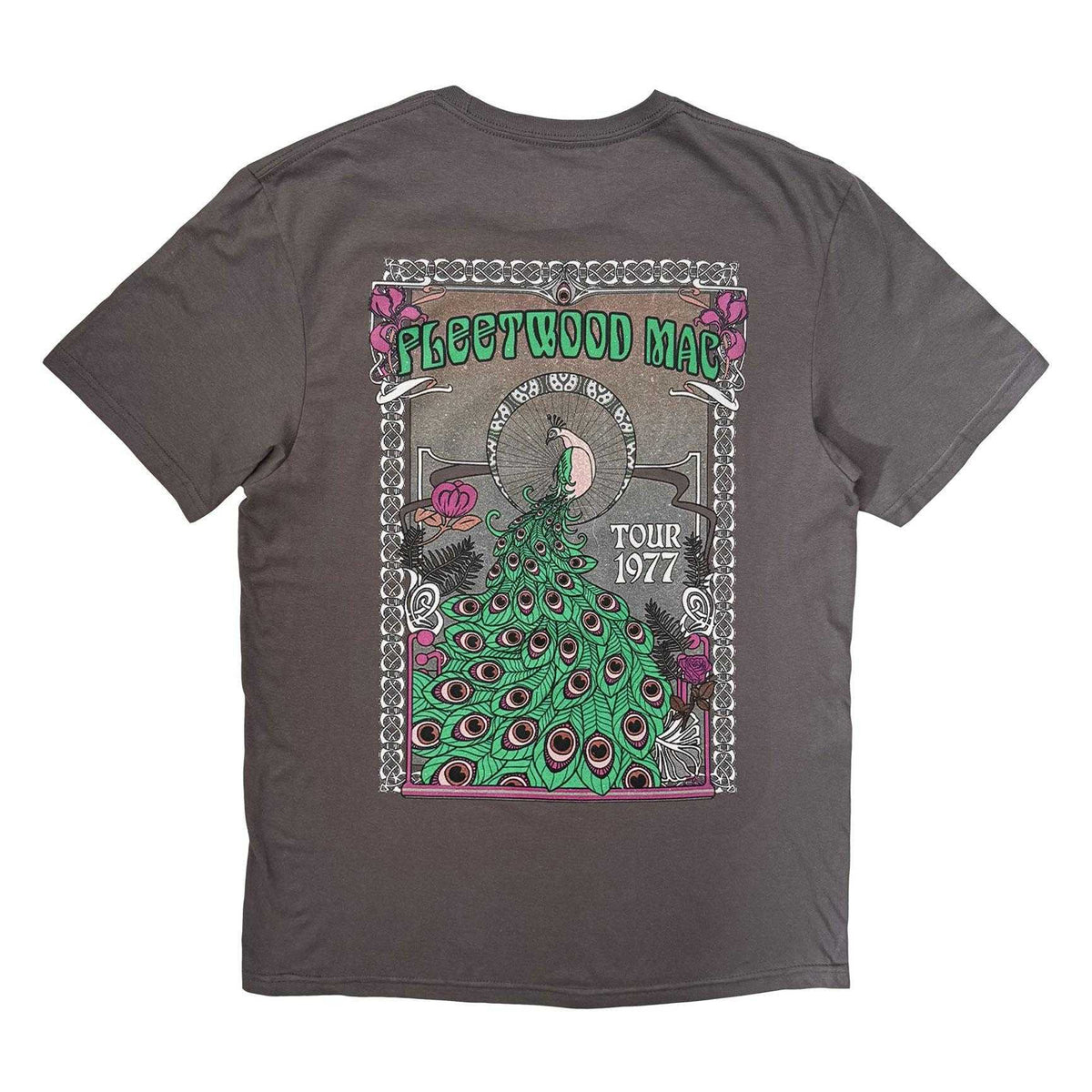 Charcoal Grey - Back - Fleetwood Mac Unisex Adult Tour 1977 Peacock T-Shirt