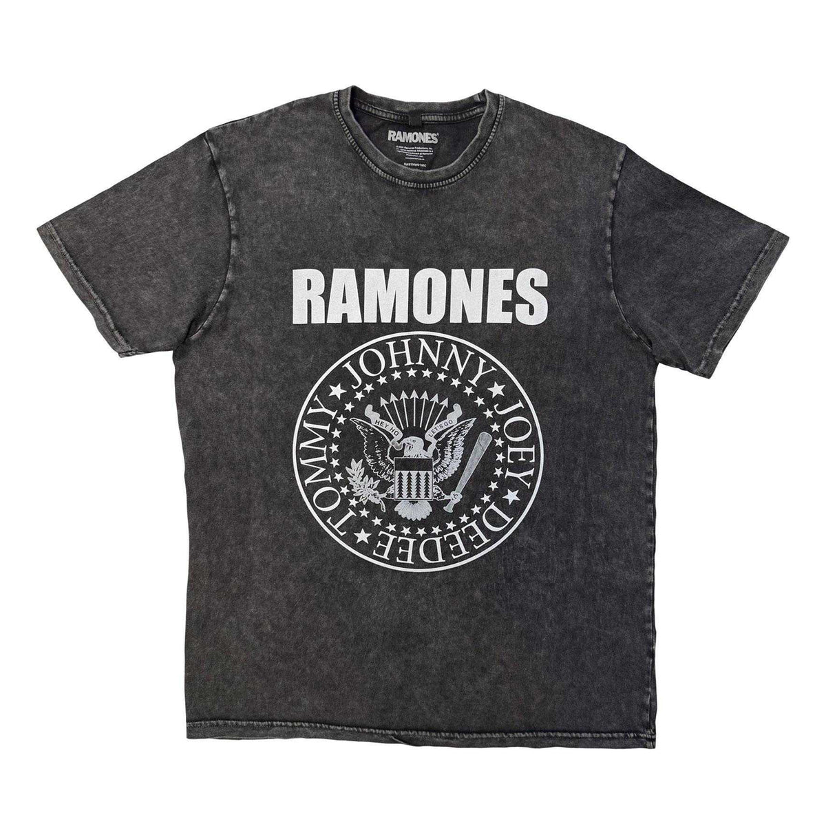 Charcoal Grey - Front - Ramones Unisex Adult Presidential Seal Stone Wash T-Shirt