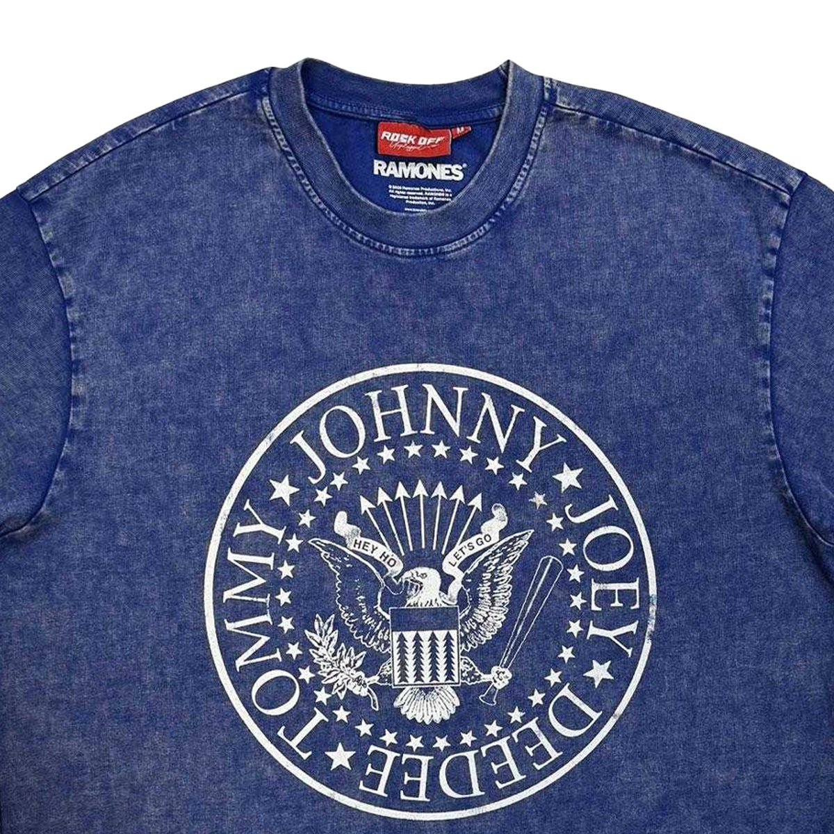 Blue - Side - Ramones Unisex Adult Unplugged Presidential Seal Washed Back Print T-Shirt