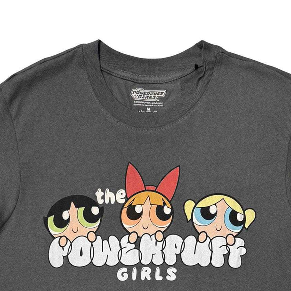 Charcoal Grey - Side - The Powerpuff Girls Unisex Adult Bubble Text T-Shirt