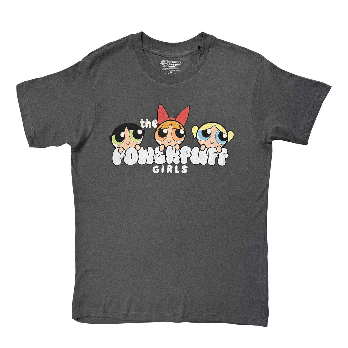 Charcoal Grey - Front - The Powerpuff Girls Unisex Adult Bubble Text T-Shirt