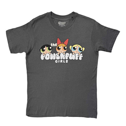 Charcoal Grey - Front - The Powerpuff Girls Unisex Adult Bubble Text T-Shirt