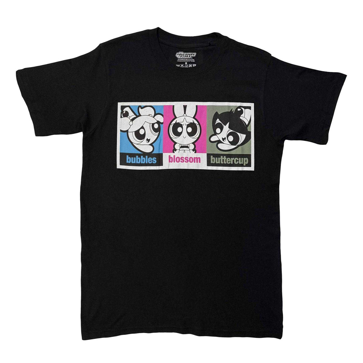 Black - Front - The Powerpuff Girls Unisex Adult Grid Photos T-Shirt