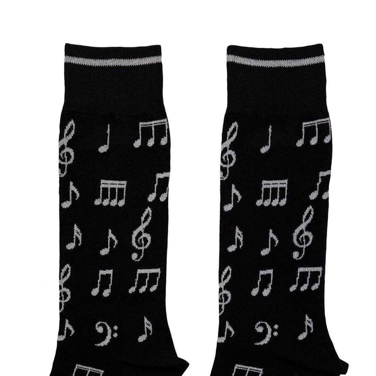 Black - Side - Perri´s Unisex Adult Music Notes Crew Socks
