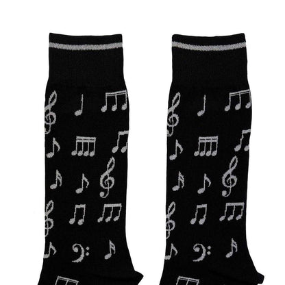 Black - Side - Perri´s Unisex Adult Music Notes Crew Socks
