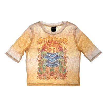Orange - Front - Sublime Womens-Ladies Summer Season Mesh Crop Top